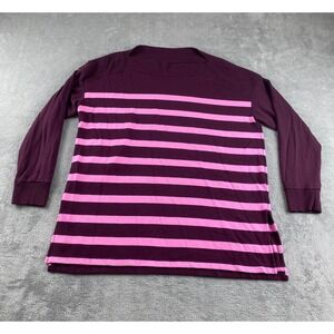Lou & Grey Womens Long Sleeve Striped Sweatshirt Pullover Purple Pink Size L